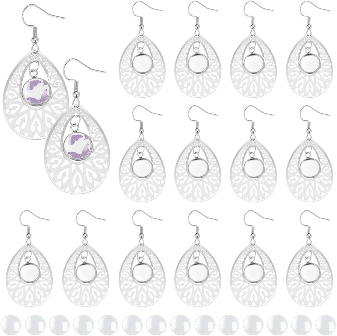 30 Sets 304 Stainless Steel Teardrop Dangle Earring Making Kits